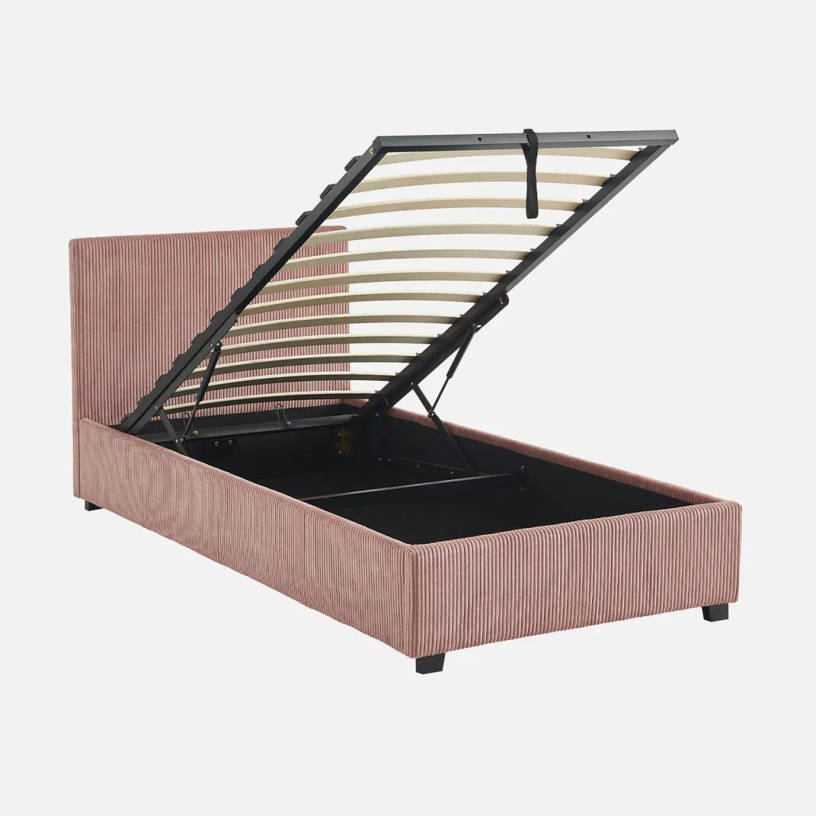 Letto con rete e testata pieghevoli 90x190cm, velluto a coste fini