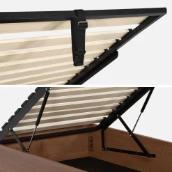 Letto contenitore con rete a doghe 90x190cm decorazione legno