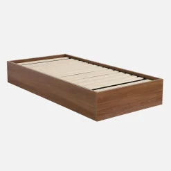 Letto contenitore con rete a doghe 90x190cm decorazione legno