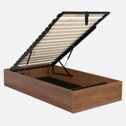 Letto contenitore con rete a doghe 90x190cm decorazione legno
