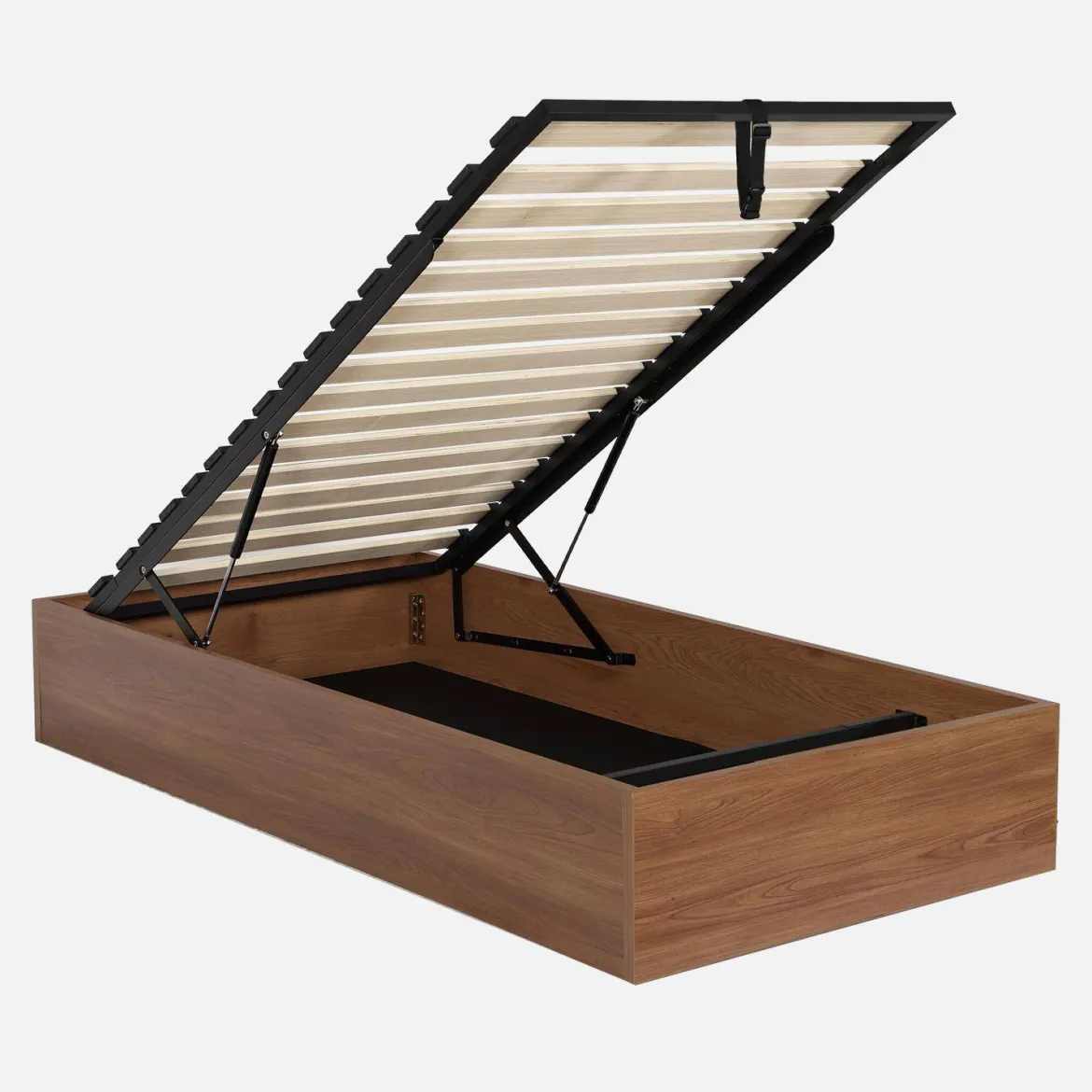 Letto contenitore con rete a doghe 90x190cm decorazione legno