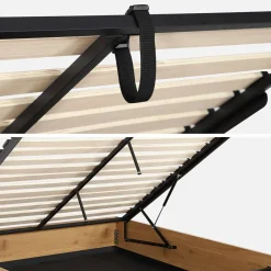 Letto contenitore con rete a doghe 160x200cm decorazione legno