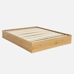 Letto contenitore con rete a doghe 160x200cm decorazione legno