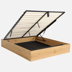 Letto contenitore con rete a doghe 160x200cm decorazione legno