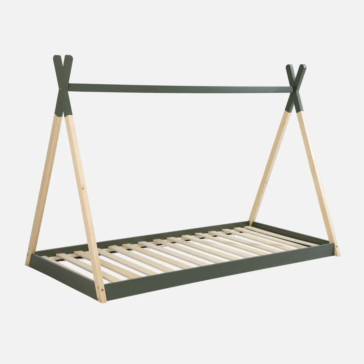 Letto tenda per bambini 190cm pino naturale, base inclusa