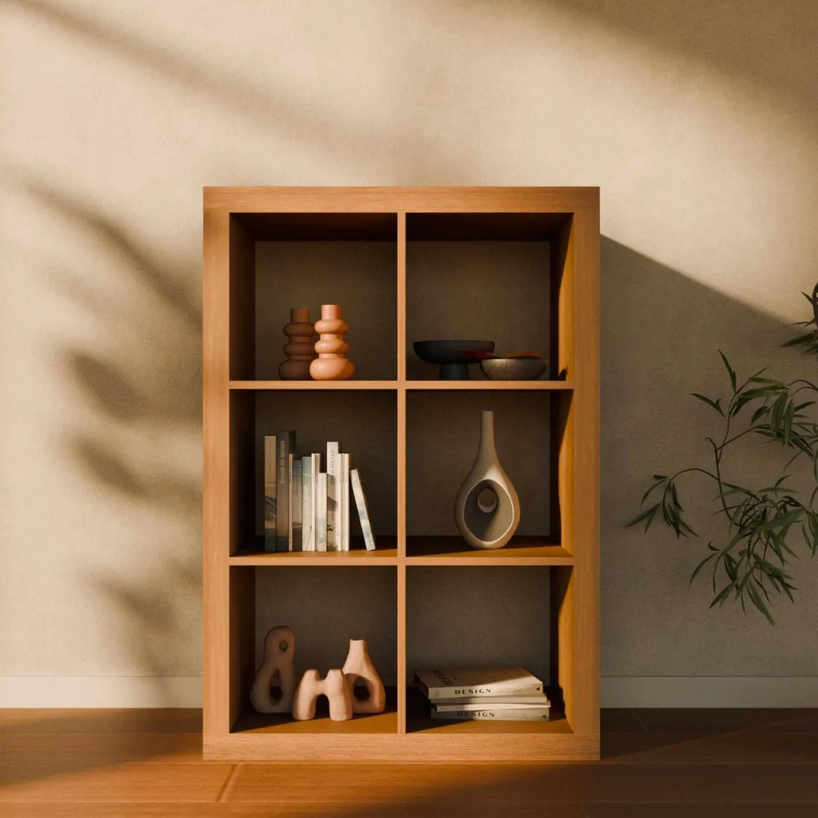 Libreria a 2 livelli con 6 scomparti