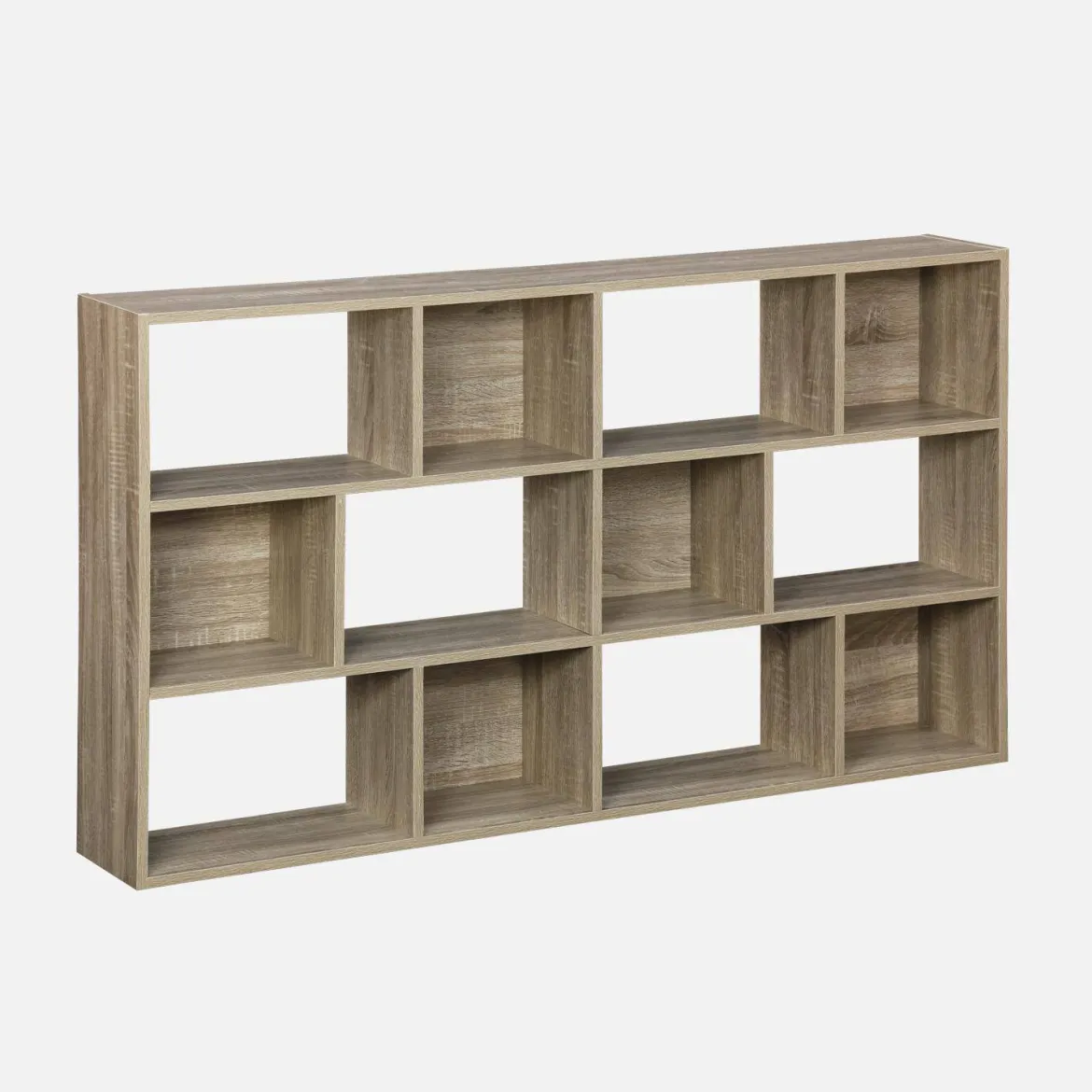 Libreria a 3 livelli con 12 scomparti