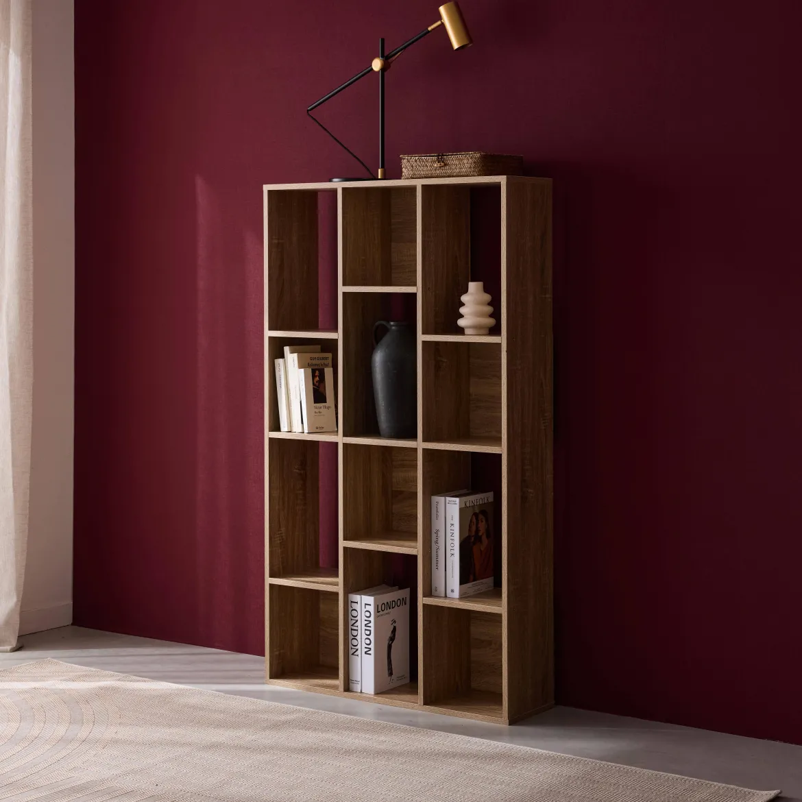 Libreria a 3 livelli con 12 scomparti