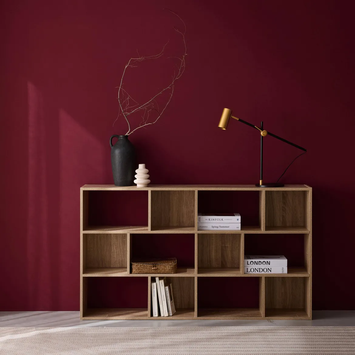 Libreria a 3 livelli con 12 scomparti