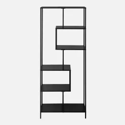 Libreria asimmetrica in metallo nero a 6 livelli