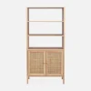 Libreria effetto legno e canna, 4 livelli
