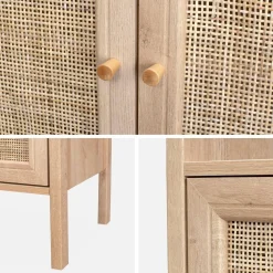 Libreria effetto legno e canna, 4 livelli