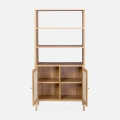 Libreria effetto legno e canna, 4 livelli