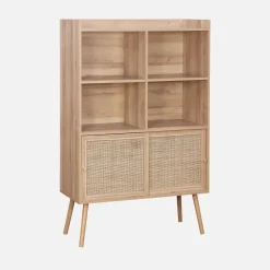 Libreria effetto legno e canna da zucchero a 5 ripiani