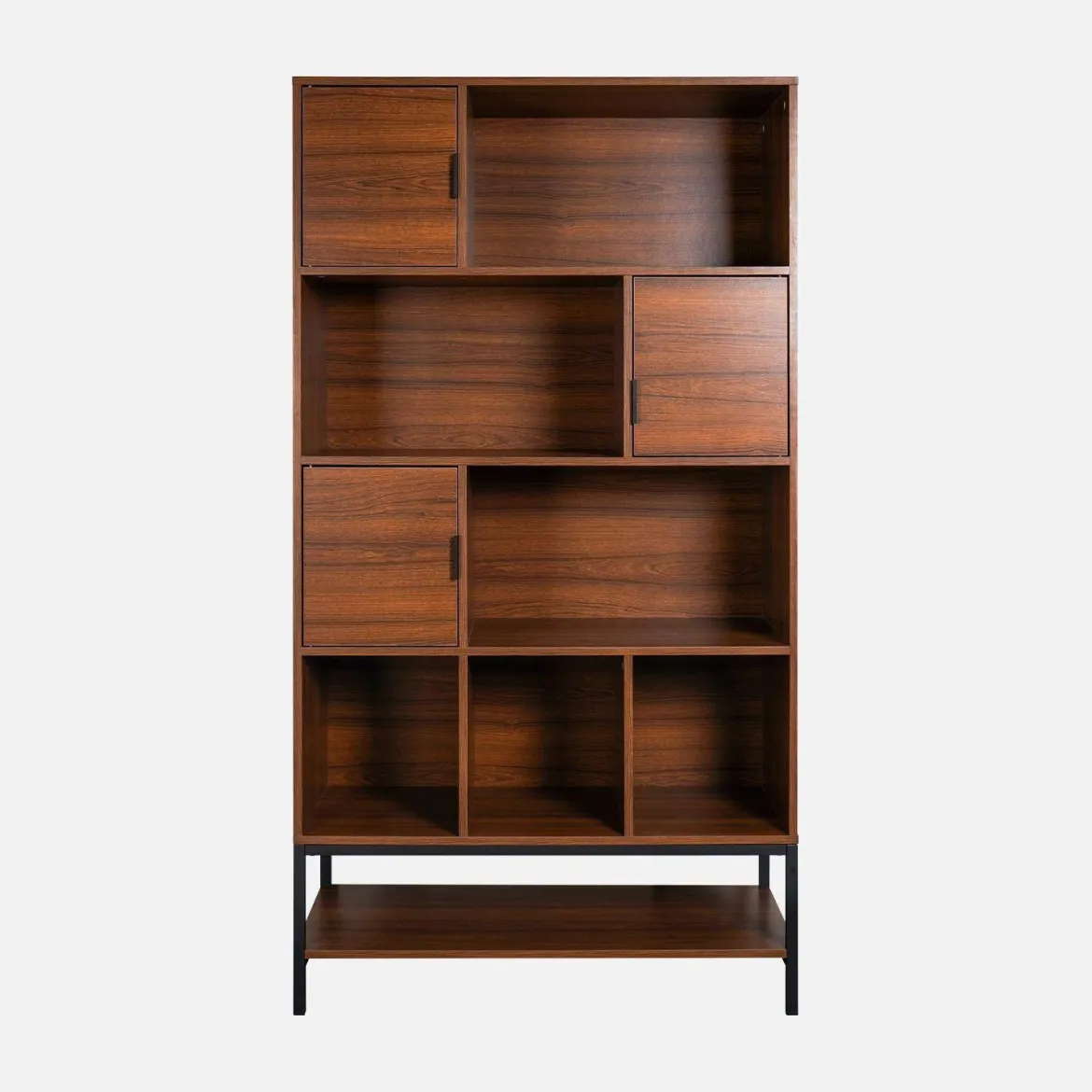 Libreria effetto legno tinto noce, 9 scomparti