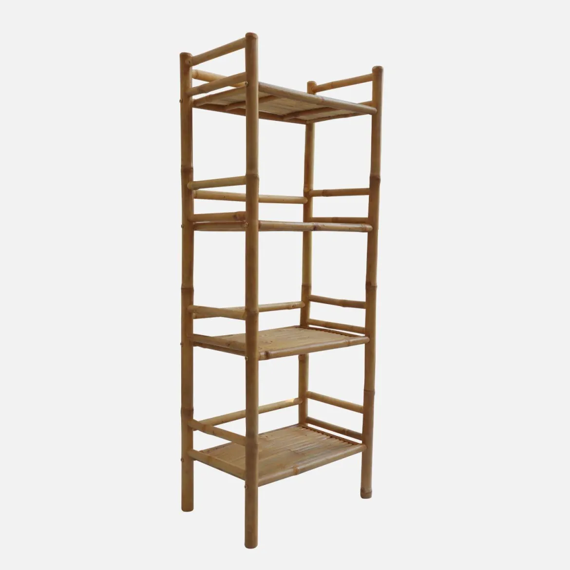 Libreria in bambù a 4 livelli, 144cm