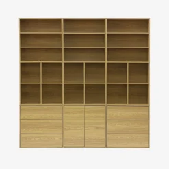 Libreria in legno a 3 ripiani, 2 mensole
