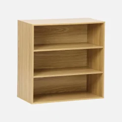 Libreria in legno a 3 ripiani, 2 mensole