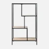 Libreria industriale in metallo ed effetto legno, 4 livelli