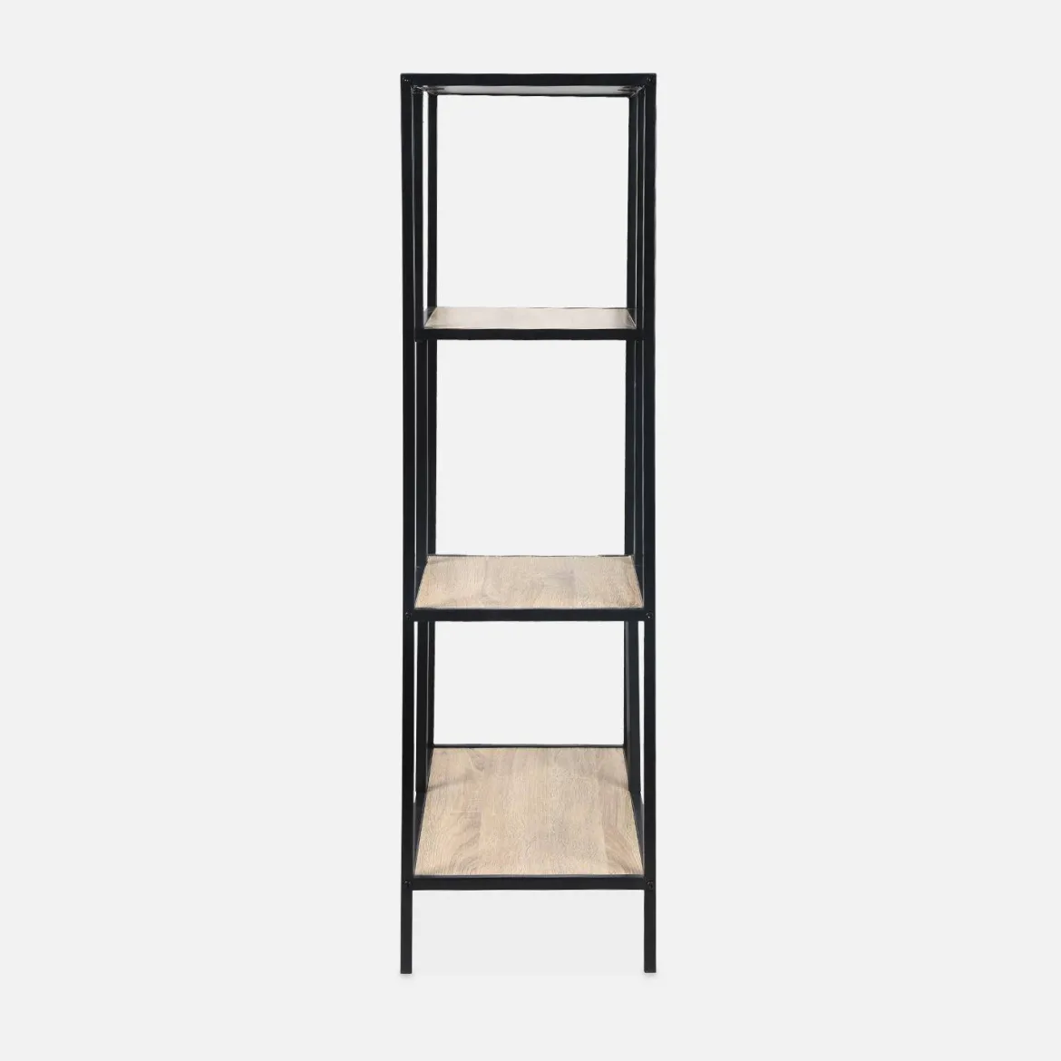 Libreria industriale in metallo ed effetto legno, 4 livelli