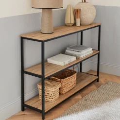 Libreria industriale in metallo e effetto legno, 3 livelli, 120cm