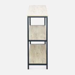 Libreria industriale in metallo e effetto legno, 3 livelli, 120cm