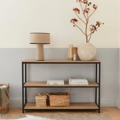 Libreria industriale in metallo e effetto legno, 3 livelli, 120cm