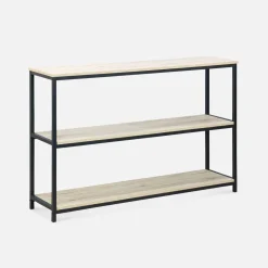 Libreria industriale in metallo e effetto legno, 3 livelli, 120cm
