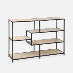 Libreria industriale in metallo ed effetto legno, 5 livelli