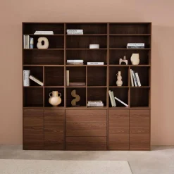 Libreria modulabile decorazione legno 9 elementi