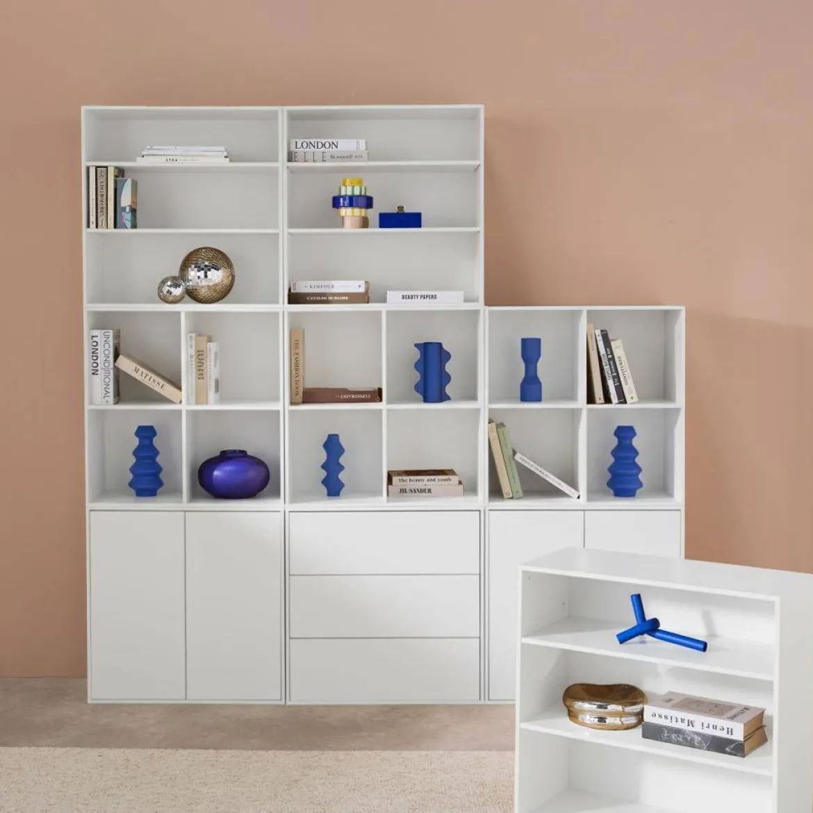 Libreria modulabile decorazione legno 9 elementi