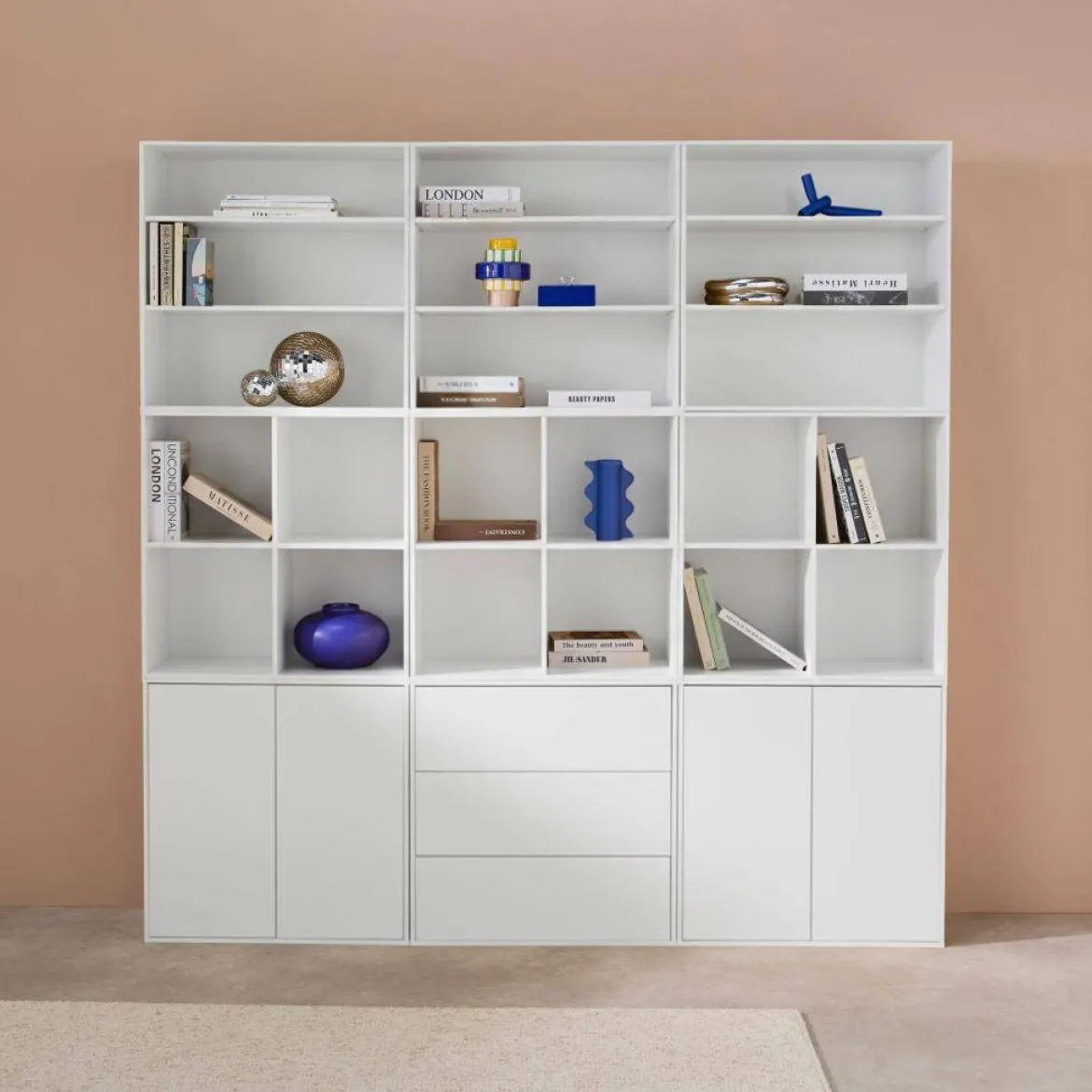 Libreria modulabile decorazione legno 9 elementi
