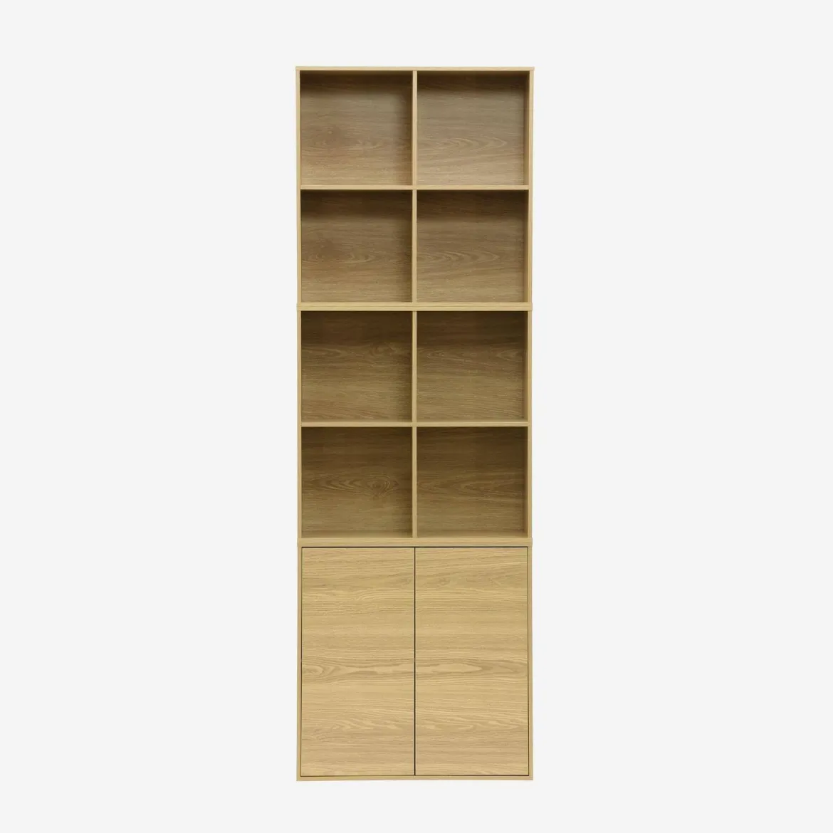 Libreria modulare in legno a 2 ripiani, 4 vani