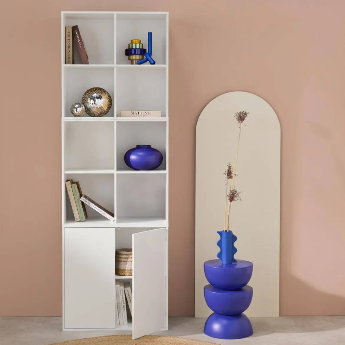 Libreria modulare in legno 3 elementi, 2 ante 8 vani