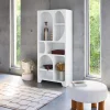Libreria organica bianca effetto legno con 8 vani