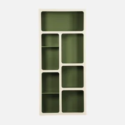 Libreria organica in legno bicolore con 8 scomparti
