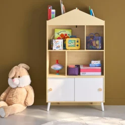 Libreria per bambini a 2 ante, scaffali