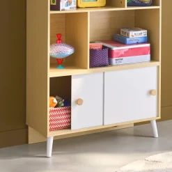 Libreria per bambini a 2 ante, scaffali