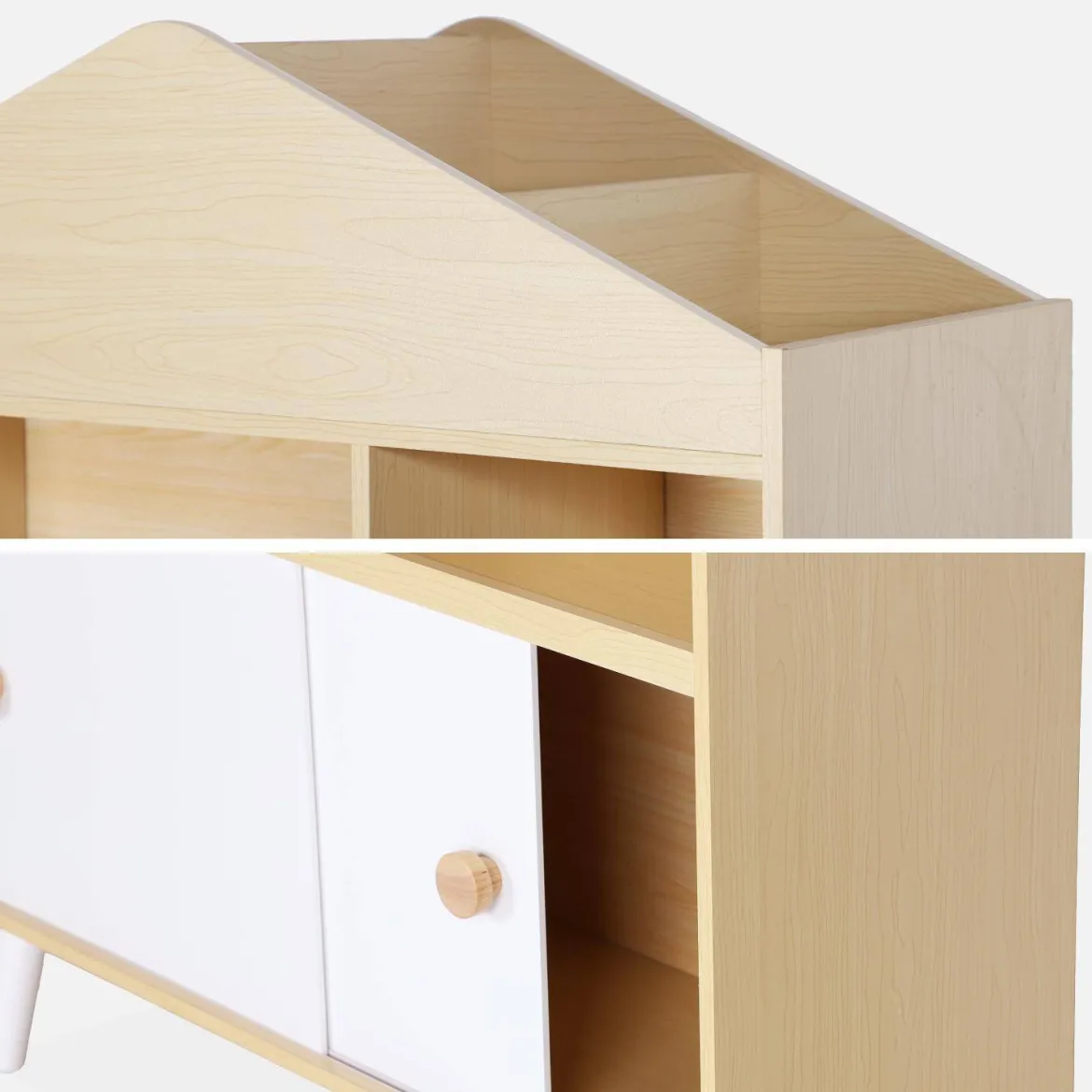 Libreria per bambini a 2 ante, scaffali