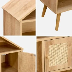 Libreria per bambini effetto legno e canna, 7 scomparti