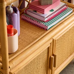 Libreria per bambini esotica in rattan naturale
