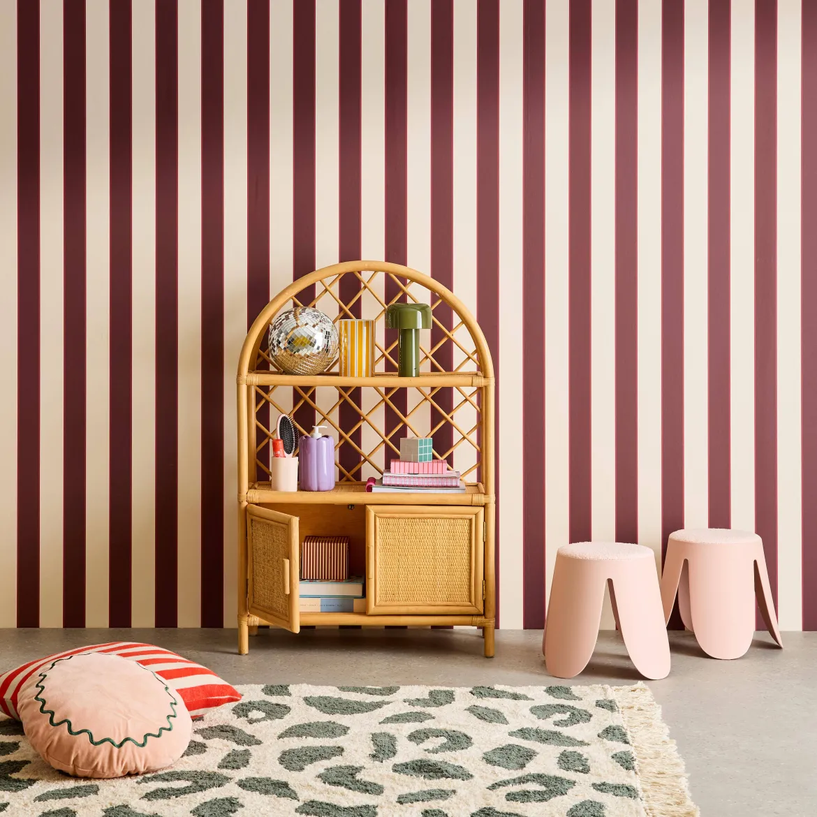 Libreria per bambini esotica in rattan naturale