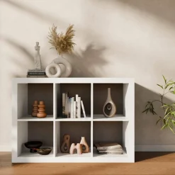 Libreria a 2 livelli con 6 scomparti
