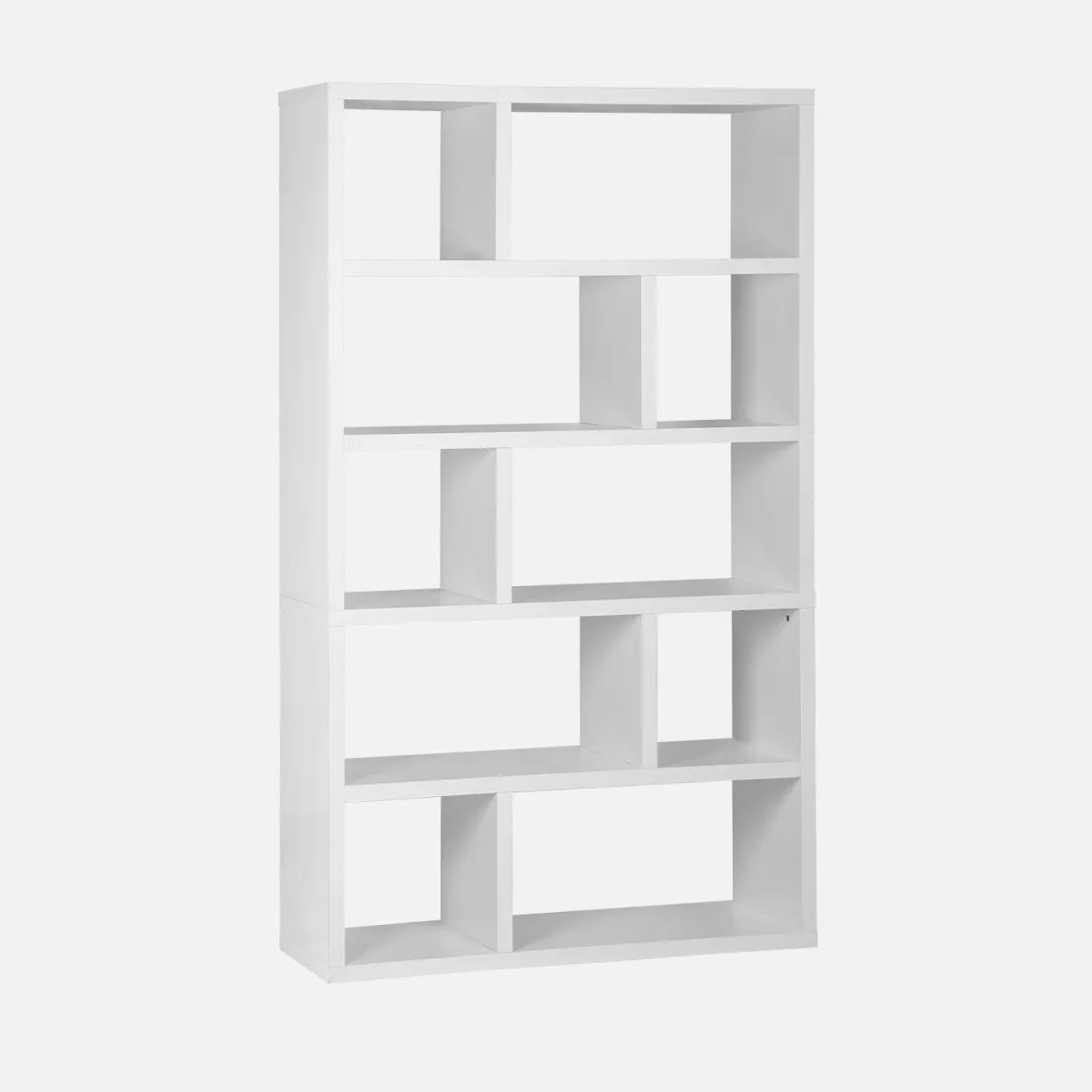 Libreria asimmetrica a 5 livelli con 10 scomparti