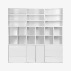 Libreria in legno a 3 ripiani, 2 mensole