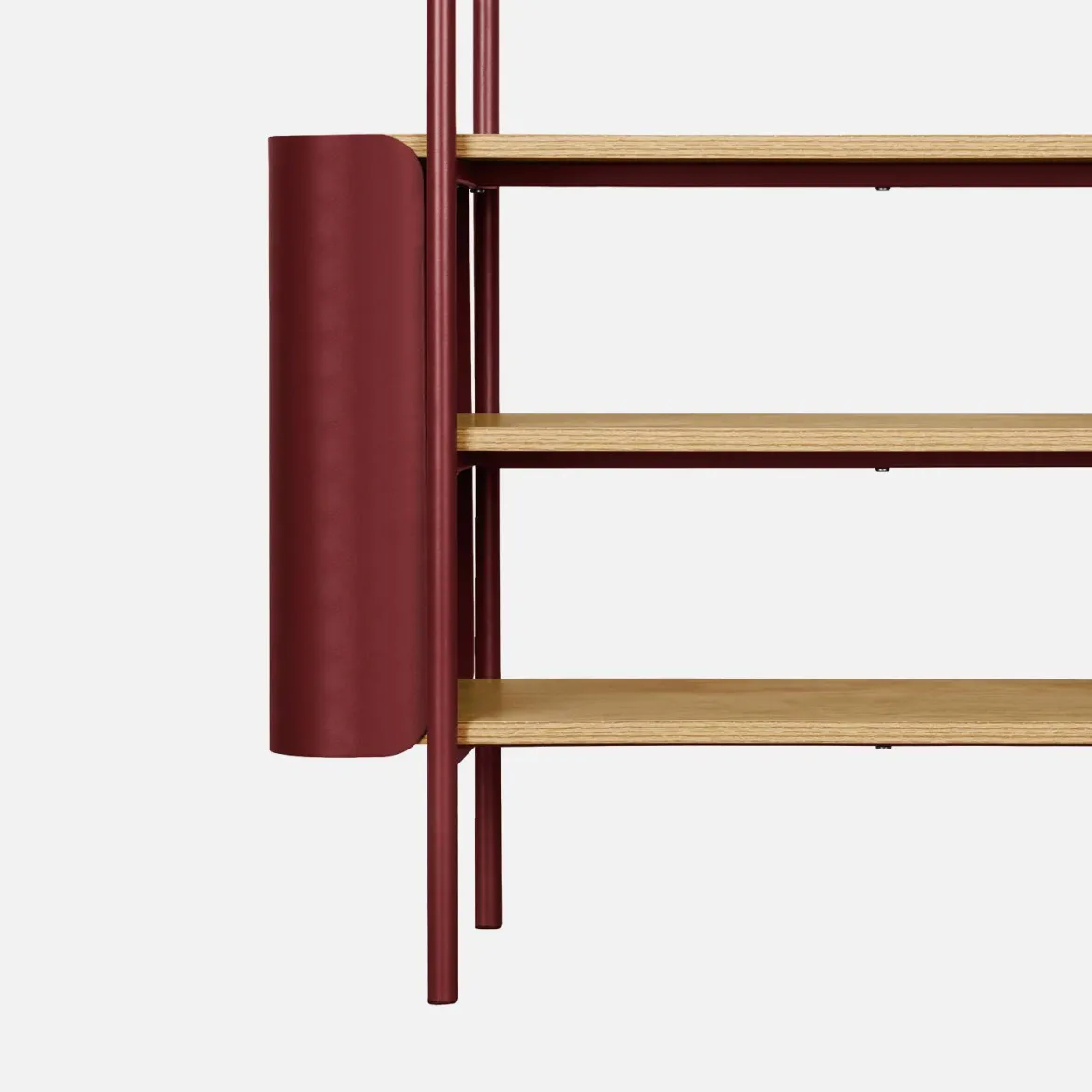 Libreria in metallo curvato e legno a 6 livelli