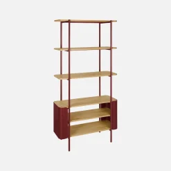 Libreria in metallo curvato e legno a 6 livelli