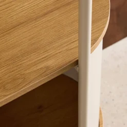 Libreria in metallo curvato e legno a 5 livelli