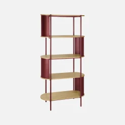 Libreria in metallo curvato e legno a 5 livelli