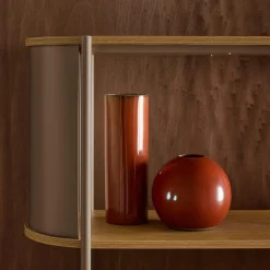 Libreria in metallo curvato e legno a 5 livelli